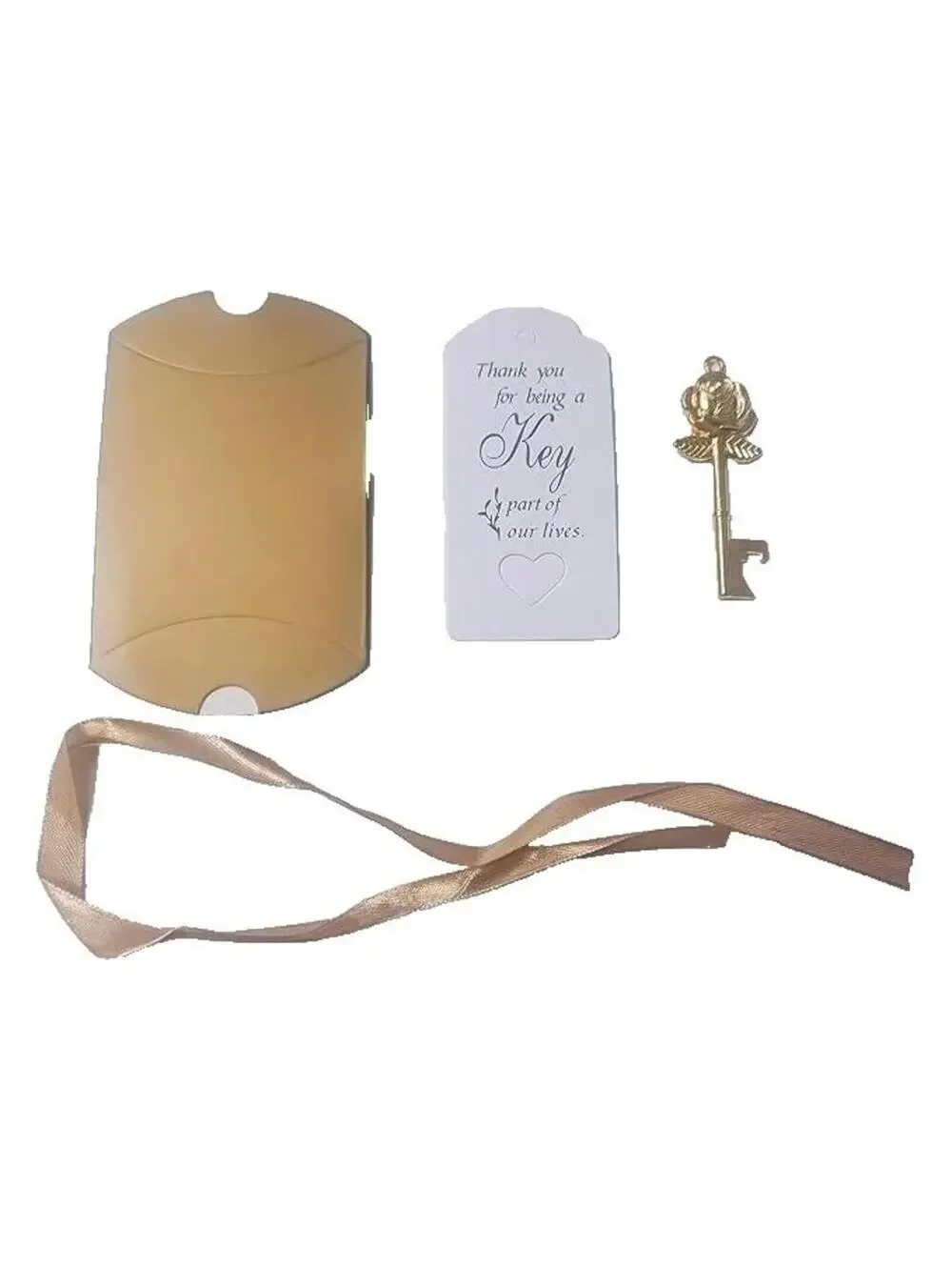Wedding Invitations Guest Gifts Gold Rose Keys w Thank You Cards Goodie 50pc New
